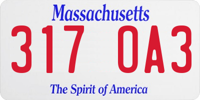 MA license plate 317OA3