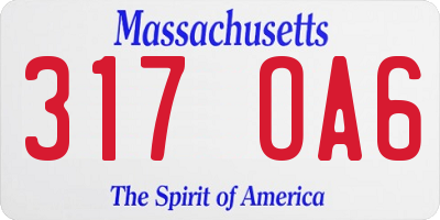 MA license plate 317OA6