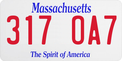 MA license plate 317OA7