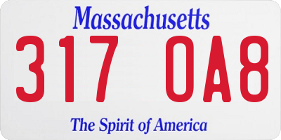 MA license plate 317OA8