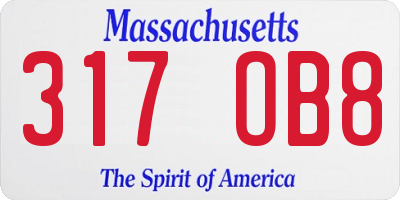 MA license plate 317OB8