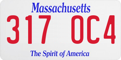 MA license plate 317OC4
