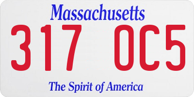 MA license plate 317OC5