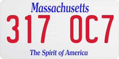 MA license plate 317OC7