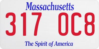 MA license plate 317OC8