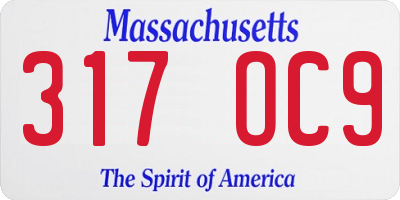 MA license plate 317OC9