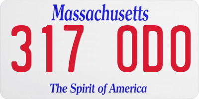 MA license plate 317OD0