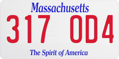 MA license plate 317OD4