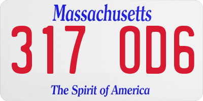 MA license plate 317OD6
