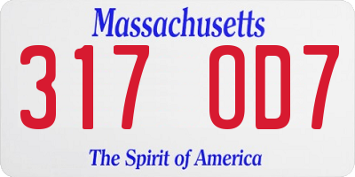 MA license plate 317OD7