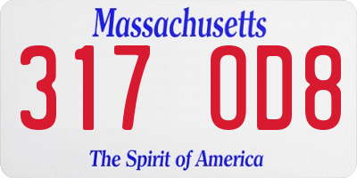 MA license plate 317OD8