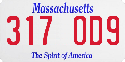 MA license plate 317OD9