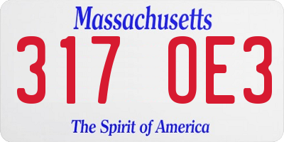 MA license plate 317OE3