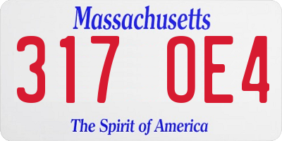 MA license plate 317OE4