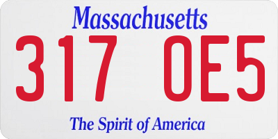 MA license plate 317OE5