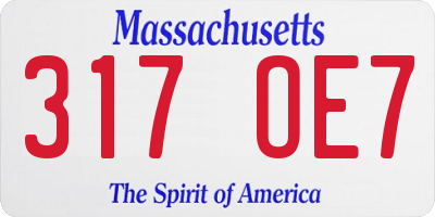 MA license plate 317OE7