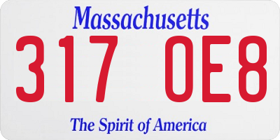 MA license plate 317OE8