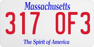 MA license plate 317OF3