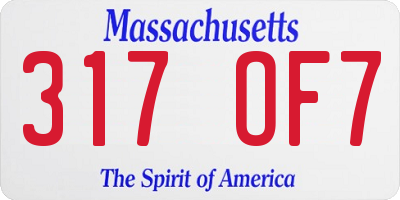 MA license plate 317OF7
