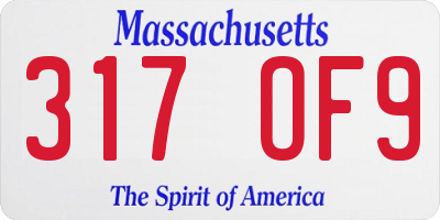 MA license plate 317OF9