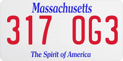 MA license plate 317OG3