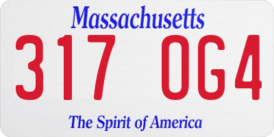 MA license plate 317OG4