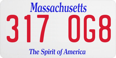 MA license plate 317OG8