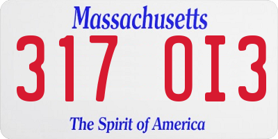 MA license plate 317OI3