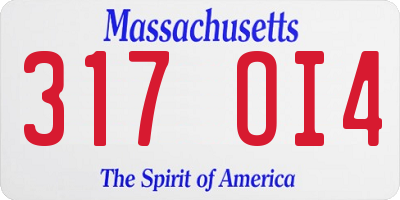 MA license plate 317OI4