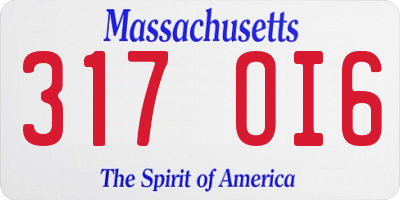 MA license plate 317OI6