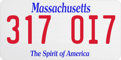MA license plate 317OI7