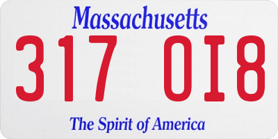 MA license plate 317OI8