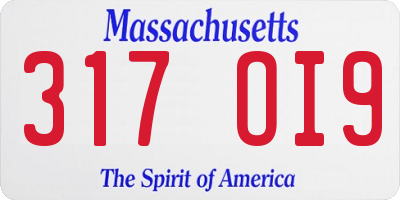 MA license plate 317OI9