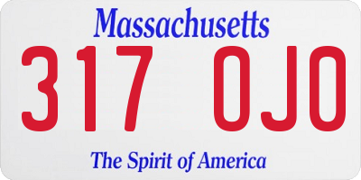 MA license plate 317OJ0