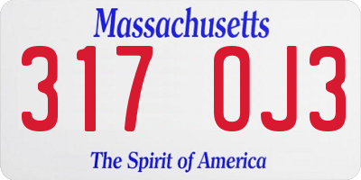 MA license plate 317OJ3
