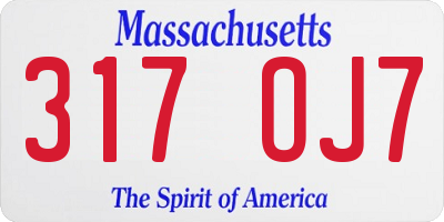 MA license plate 317OJ7