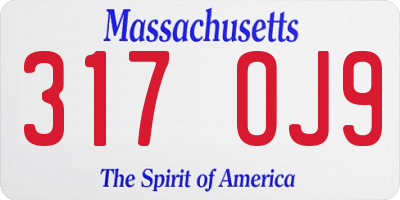 MA license plate 317OJ9