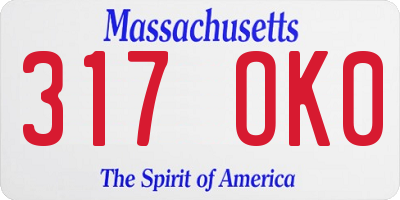 MA license plate 317OK0