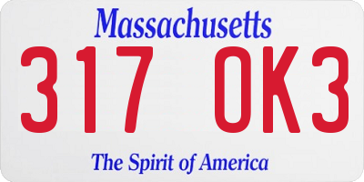 MA license plate 317OK3
