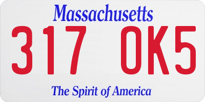 MA license plate 317OK5