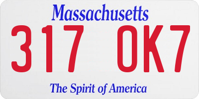 MA license plate 317OK7