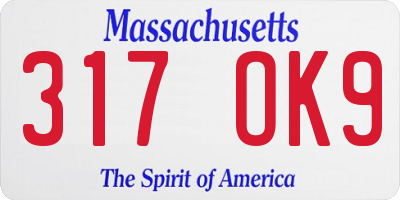 MA license plate 317OK9