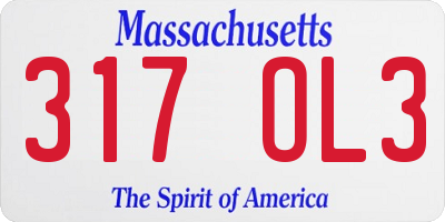 MA license plate 317OL3