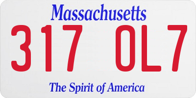 MA license plate 317OL7