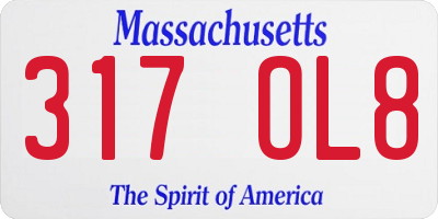 MA license plate 317OL8