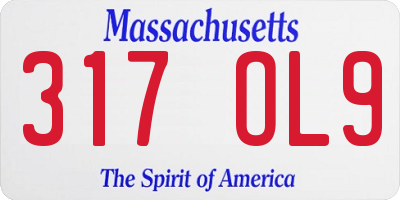 MA license plate 317OL9