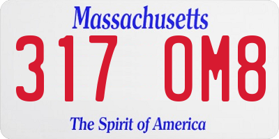 MA license plate 317OM8