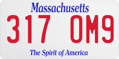 MA license plate 317OM9