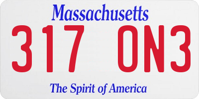 MA license plate 317ON3