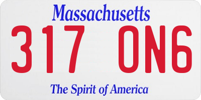 MA license plate 317ON6